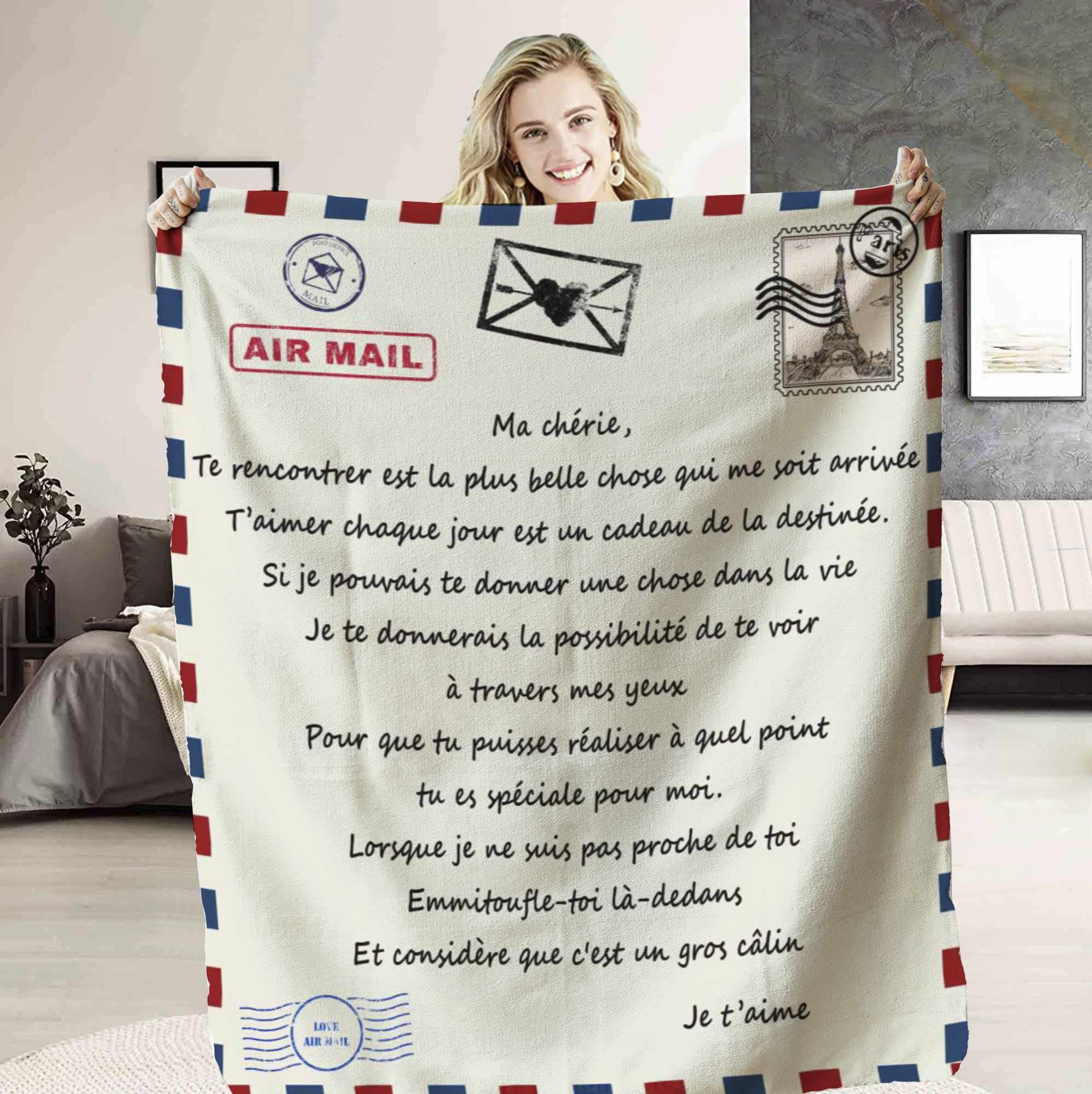 Plaid personnalisé Doux pour Offrir à sa chérie Femme compagne | Idée Cadeau Insolite Original utile pour Un Anniversaire Noel la Saint Valentin Couverture Couvre lit pour la Déco