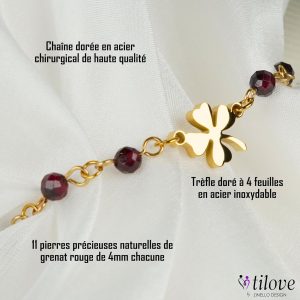 Bracelet en Pierre Naturelle de Grenat Rouge 2