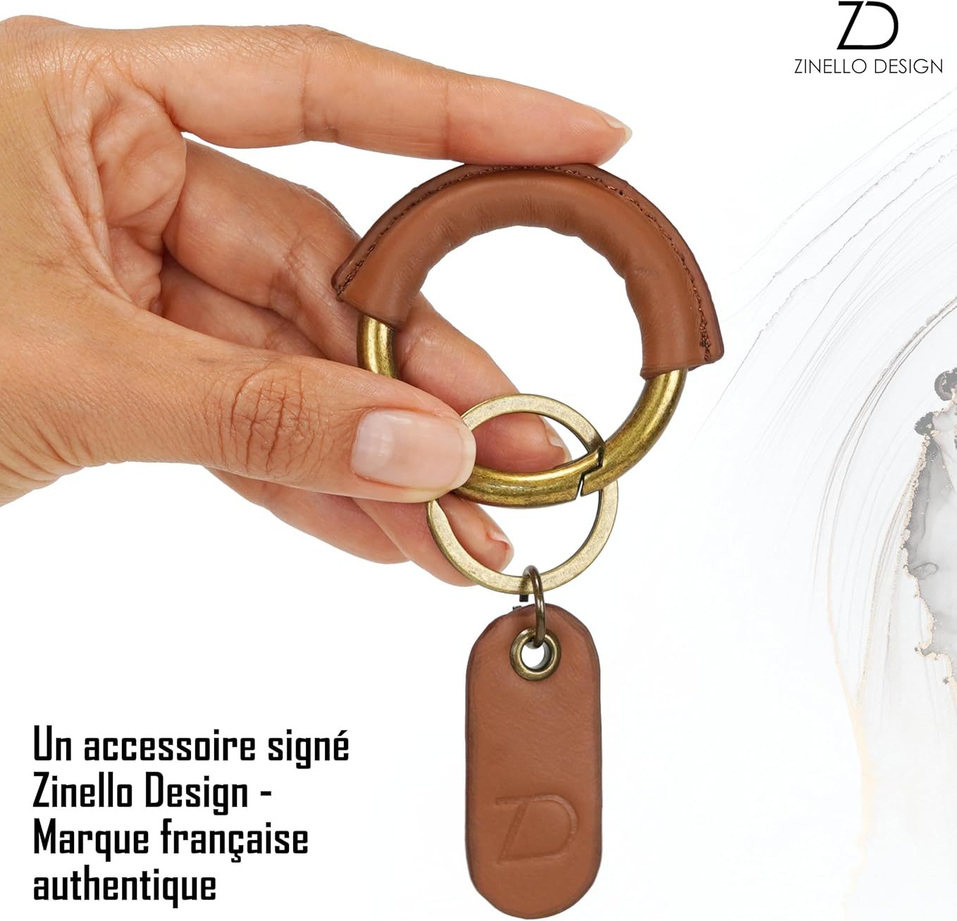 Porte Clef Mousqueton Rond en Cuir Véritable – Accessoire Élégant et Durable avec Anneau Solide – Idéal pour Homme et Femme – Coffret Cadeau Inclus – Cadeau Personnalisé