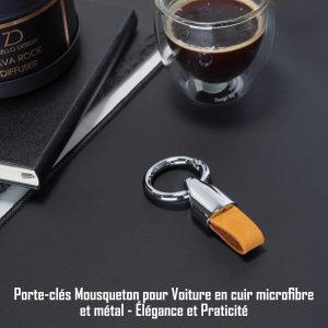 Porte Clef de Voiture en Acier Inoxydable et Cuir Microfibre 6