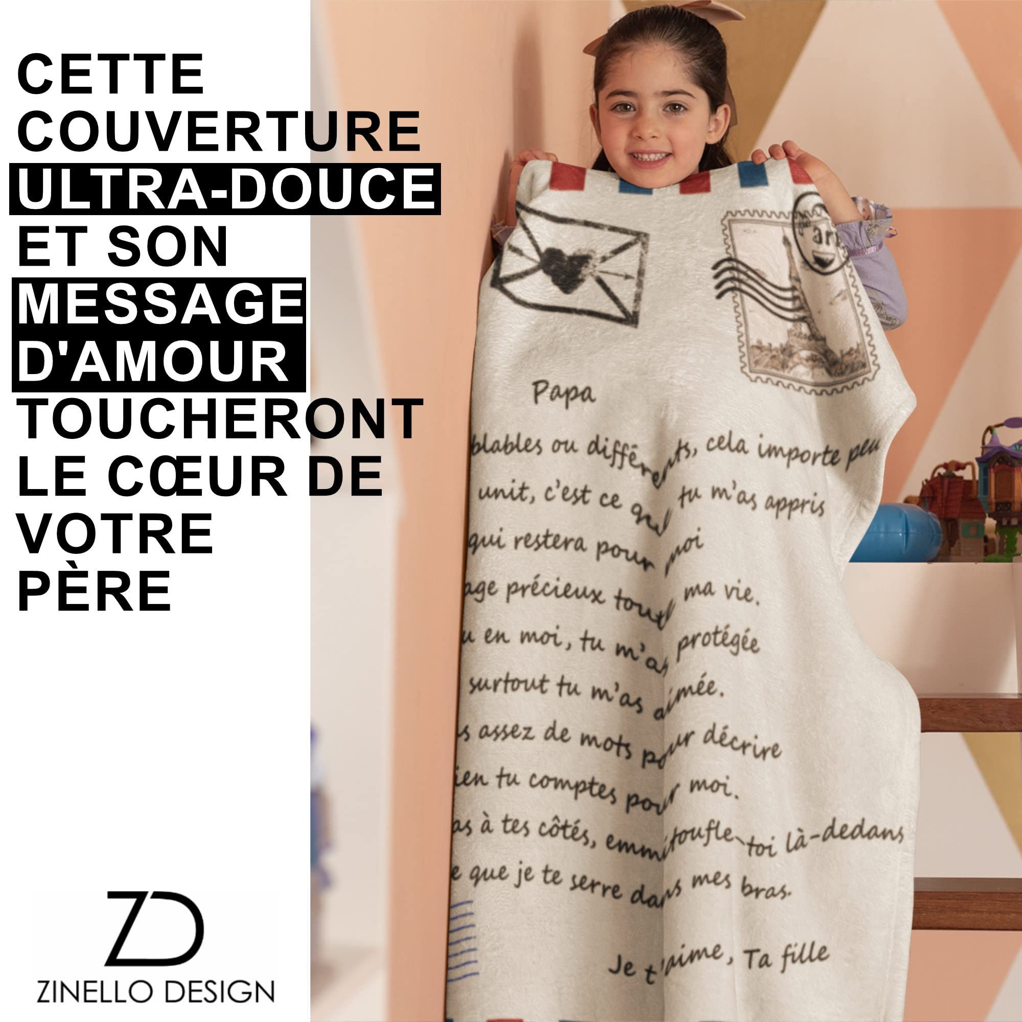 Plaid Personnalisé Doux pour Offrir à Son Père de la Part de sa Fille. Idée Cadeau Insolite Utile pour Un Anniversaire Noel la Fête des Pères. Couverture Couvre Lit pour la Déco Plaid Personnalisé Doux pour Offrir à Son Père de la Part de sa Fille. Idée Cadeau Insolite Utile pour Un Anniversaire Noel la Fête des Pères. Couverture Couvre Lit pour la Déco
