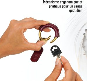 Porte Clef Mousqueton Rond en Cuir Véritable 4