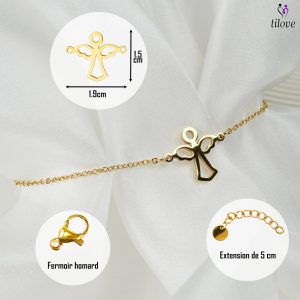 Bracelet Ange en Acier Inoxydable Doré 4