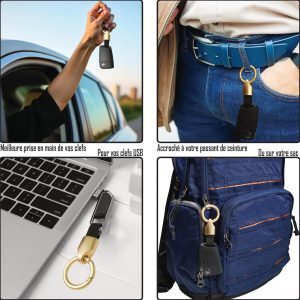 Porte Clef de Voiture en Acier Inoxydable et Cuir Microfibre 2