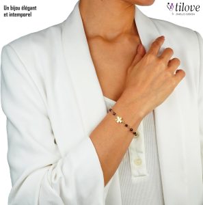 Bracelet en Pierre Naturelle de Grenat Rouge 5