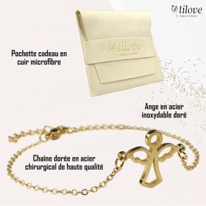 Bracelet Ange en Acier Inoxydable Doré 5