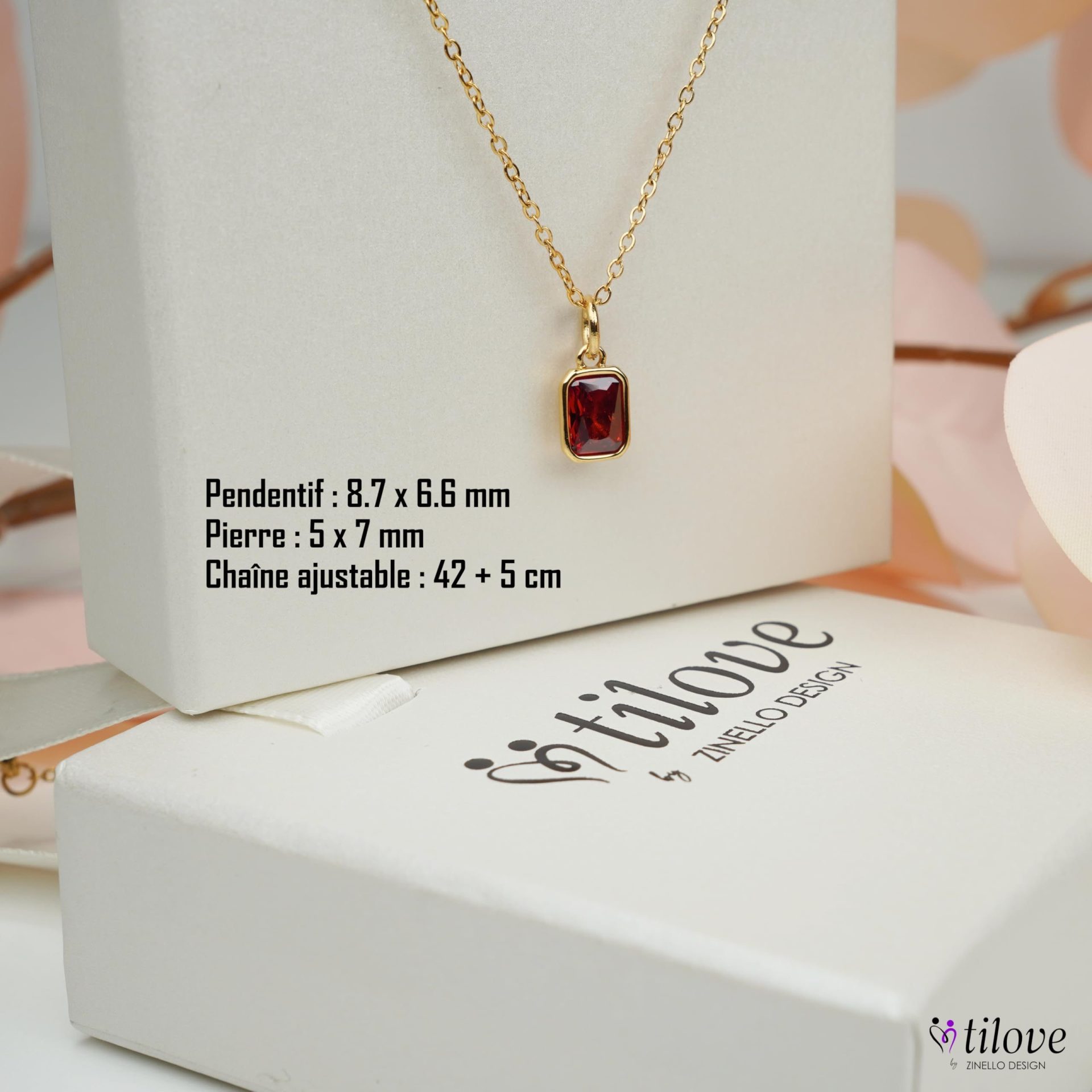 TILOVE – Collier Femme Plaqué Or 18K avec Pierre de Grenat Rouge Naturel – Bijoux Élégant – Chaîne Ajustable 42cm + 5cm – Pendentif Fin et Raffiné avec Boîte Cadeau et Carte Personnalisable TILOVE – Collier Femme Plaqué Or 18K avec Pierre de Grenat Rouge Naturel – Bijoux Élégant – Chaîne Ajustable 42cm + 5cm – Pendentif Fin et Raffiné avec Boîte Cadeau et Carte Personnalisable