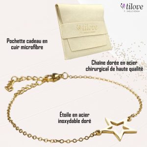 Bracelet Étoile en Acier Inoxydable Doré 5