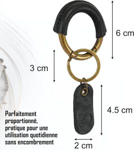 Porte Clef Mousqueton Rond en Cuir Véritable 6