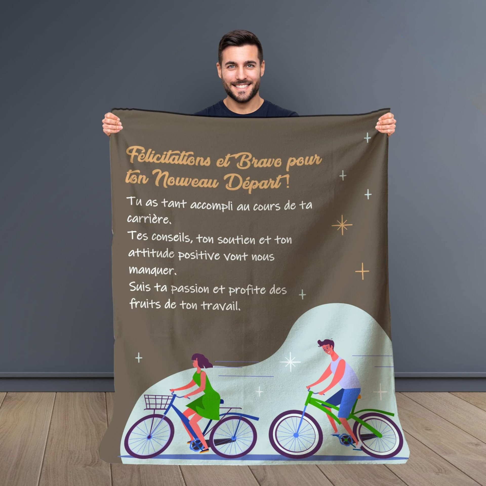 Plaid personnalisé Doux pour Offrir à Son Collègue. Idée Cadeau Original utile pour Un départ à la Retraite. Couverture Couvre lit Déco de la Maison