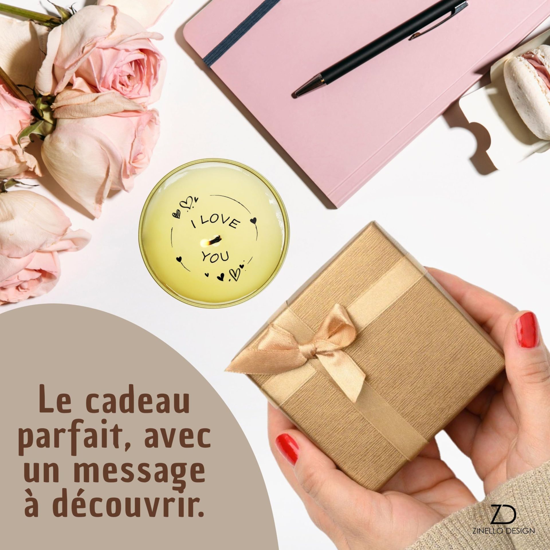 ZINELLO DESIGN – Bougie Parfumée “I love you” en cire de soja – Message caché révélé à la flamme – Idée cadeau romantique femme homme – Saint-Valentin, anniversaire, Fête des Mères – 100 ml ZINELLO DESIGN – Bougie Parfumée “I love you” en cire de soja – Message caché révélé à la flamme – Idée cadeau romantique femme homme – Saint-Valentin, anniversaire, Fête des Mères – 100 ml