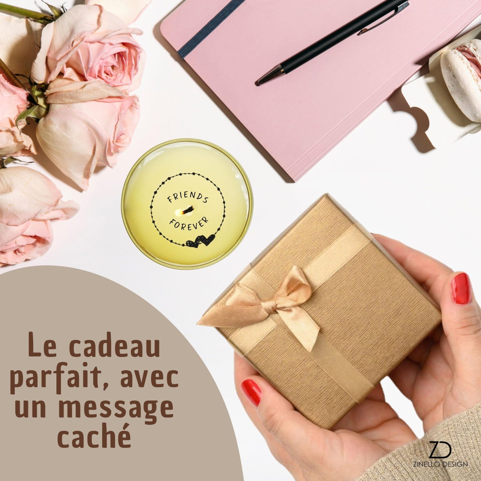 ZINELLO DESIGN – Bougie Parfumée “Friends Forever” en cire de soja – Message caché révélé à la flamme – Idée cadeau amitié femme ado – Anniversaire, remerciement, attention touchante – 100 ml ZINELLO DESIGN – Bougie Parfumée “Friends Forever” en cire de soja – Message caché révélé à la flamme – Idée cadeau amitié femme ado – Anniversaire, remerciement, attention touchante – 100 ml