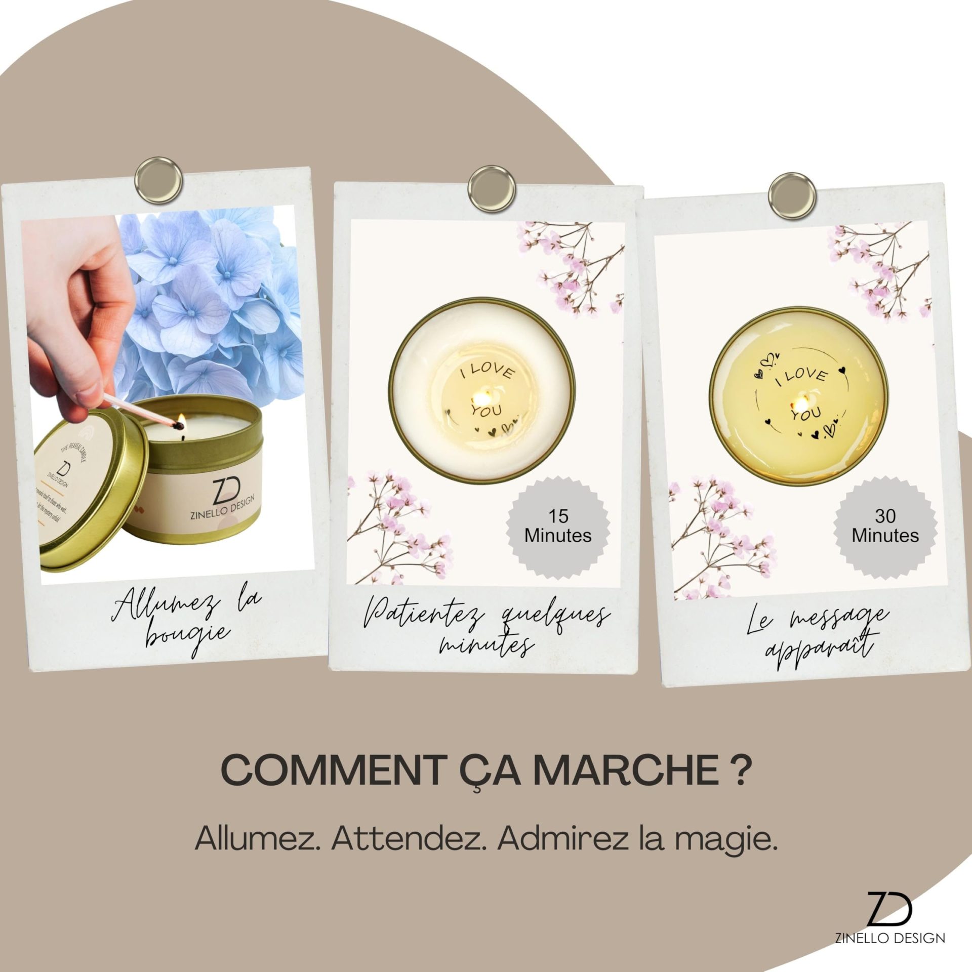 ZINELLO DESIGN – Bougie Parfumée “I love you” en cire de soja – Message caché révélé à la flamme – Idée cadeau romantique femme homme – Saint-Valentin, anniversaire, Fête des Mères – 100 ml ZINELLO DESIGN – Bougie Parfumée “I love you” en cire de soja – Message caché révélé à la flamme – Idée cadeau romantique femme homme – Saint-Valentin, anniversaire, Fête des Mères – 100 ml
