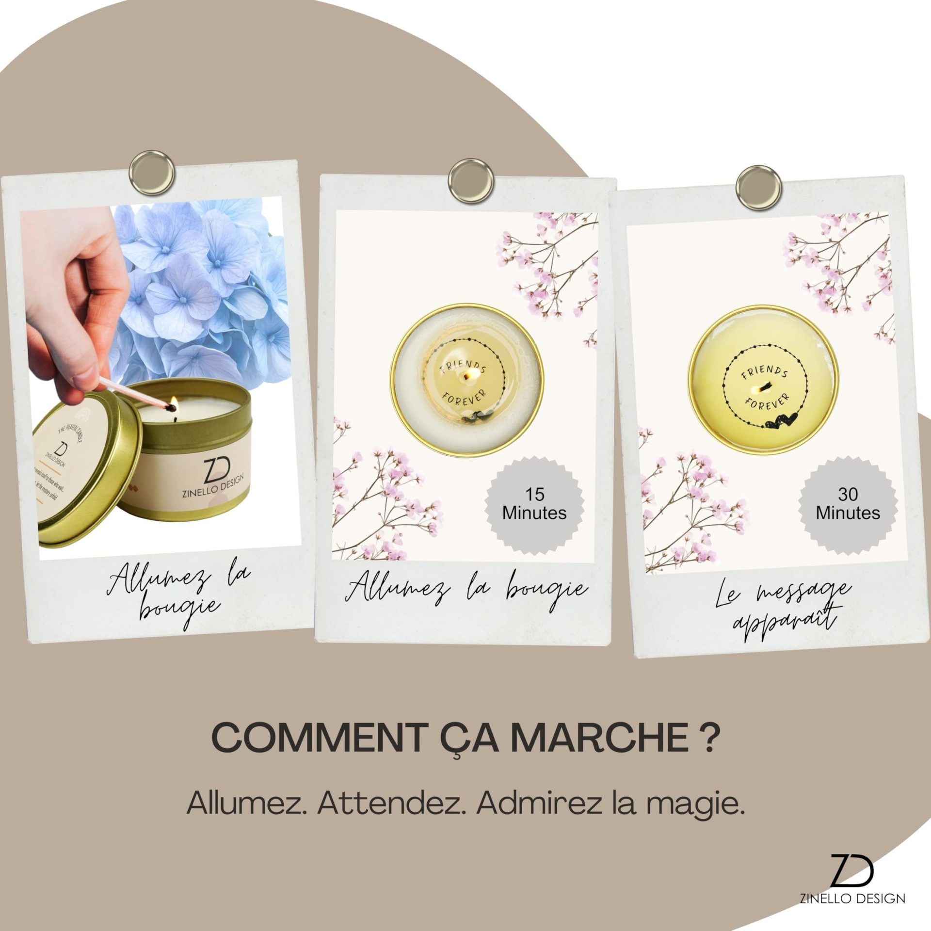 ZINELLO DESIGN – Bougie Parfumée “Friends Forever” en cire de soja – Message caché révélé à la flamme – Idée cadeau amitié femme ado – Anniversaire, remerciement, attention touchante – 100 ml ZINELLO DESIGN – Bougie Parfumée “Friends Forever” en cire de soja – Message caché révélé à la flamme – Idée cadeau amitié femme ado – Anniversaire, remerciement, attention touchante – 100 ml